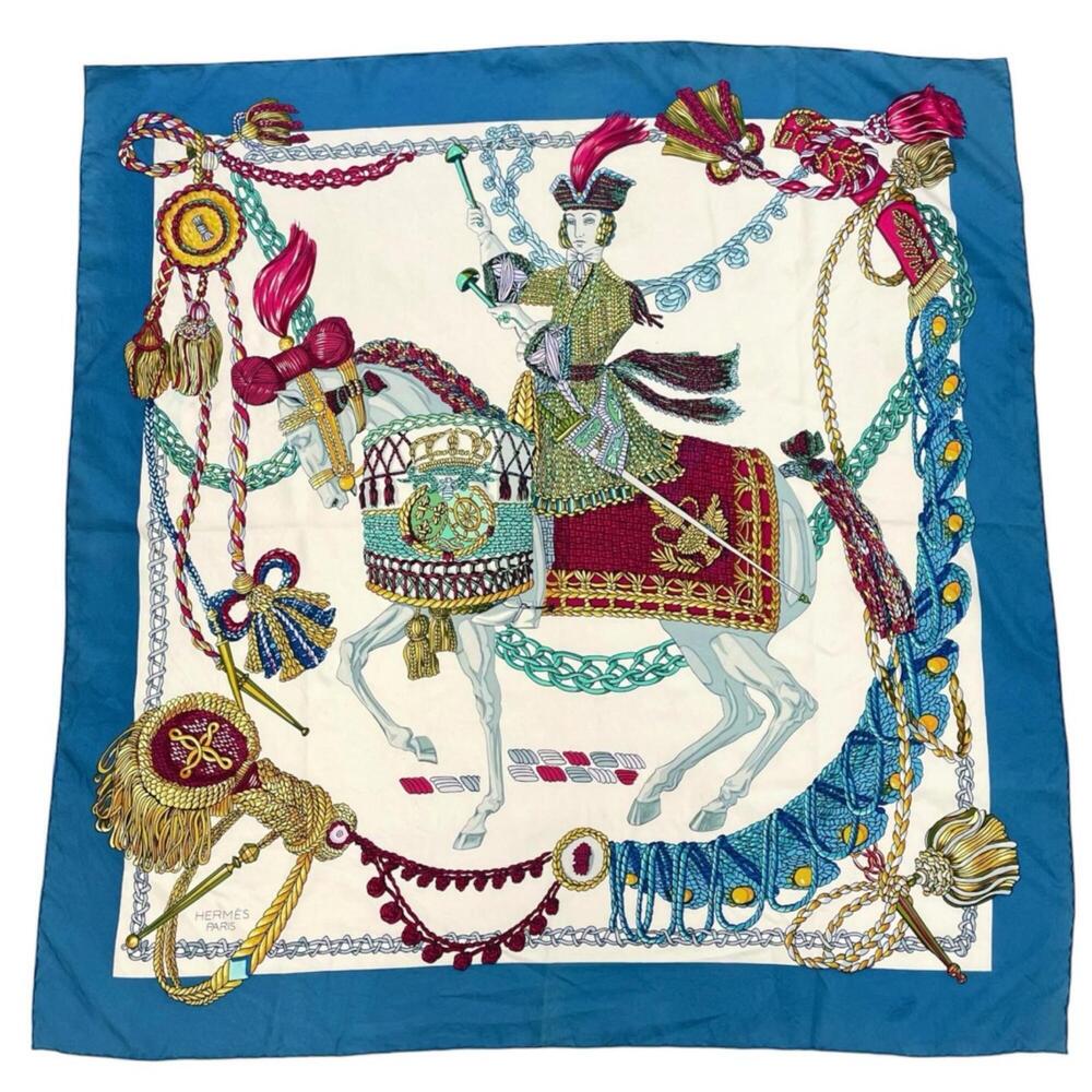HERMES Carre 90 Le Timbalier (Timpani Player) Scarf/Muffler, Silk, Multicolor...